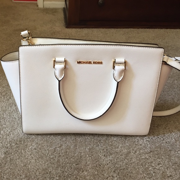 Authentic Michael Kors white leather purse