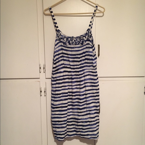 Silky Loft blue/white watercolor dress w/ flowers
