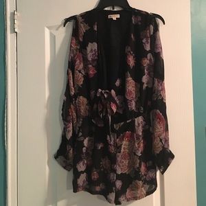 Black semi-sheer floral romper