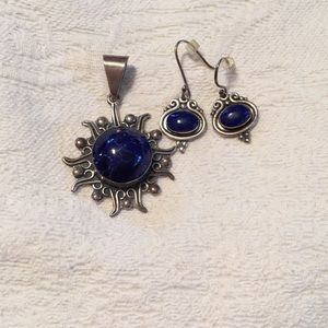 Lapis pendant and earrings
