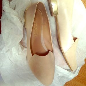 Aldo beige/nude loafer slip on shoes with a heel
