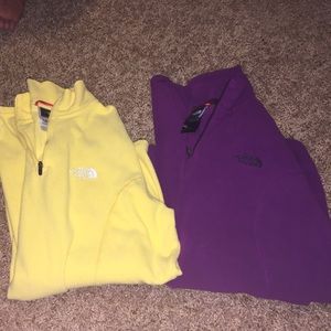 two north face quarter zip fleece pullovers