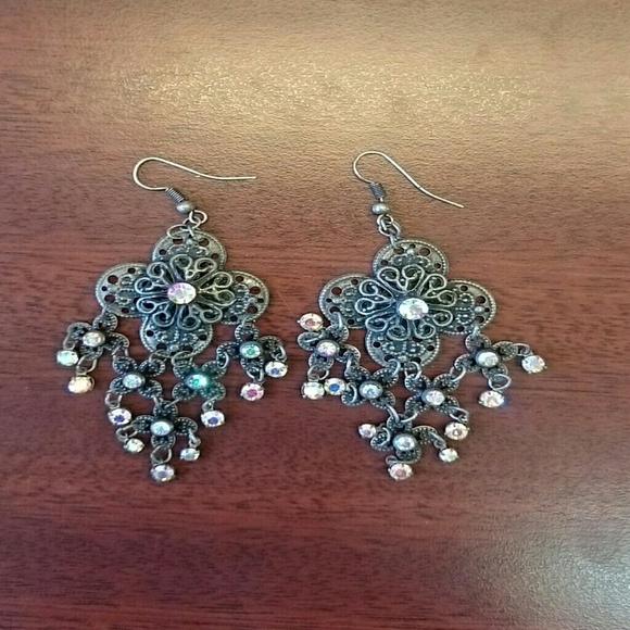 Dark metal chandelier earrings