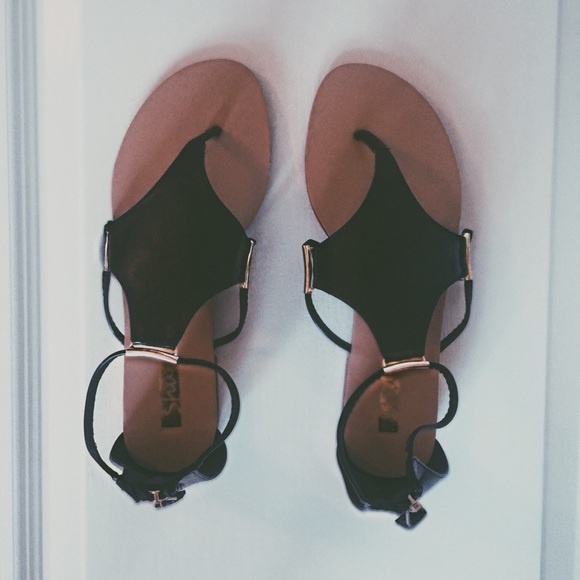 Lolashoetique black & gold detail sandals