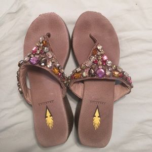 Volatile jeweled wedge sandal very comfortable
