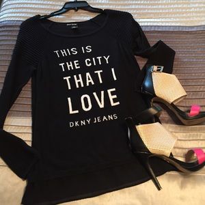 Lightweight black sweater with cream color