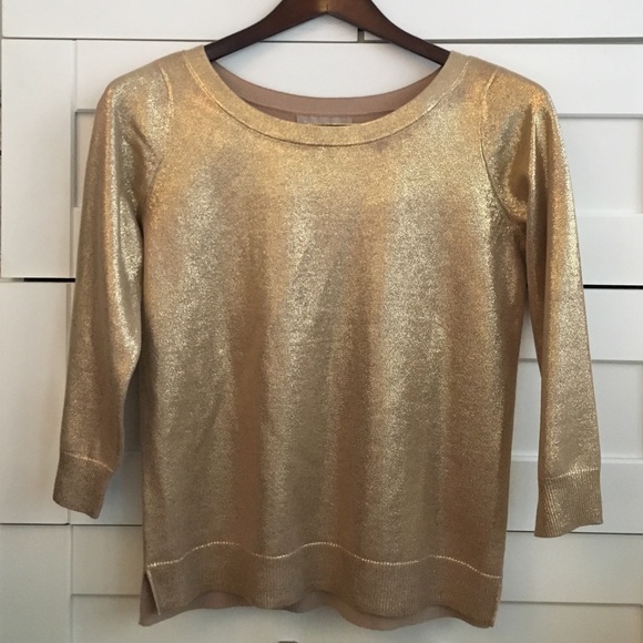 Banana Republic gold 3/4 sleeve sweater