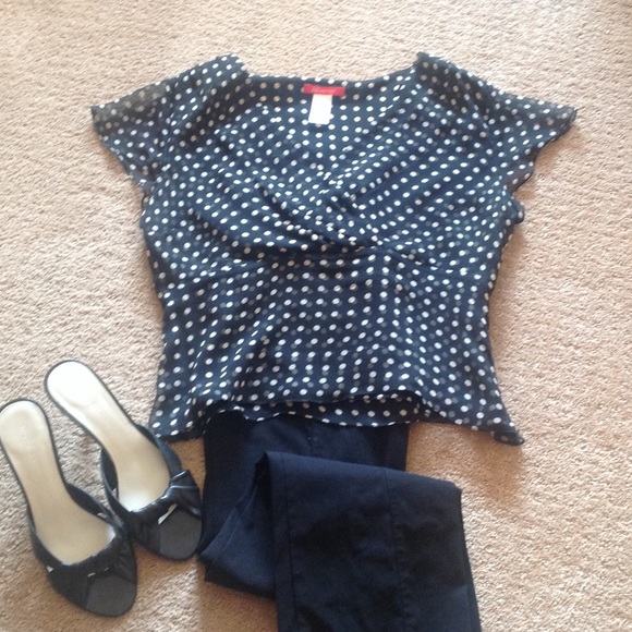 Anne Klein Polka Dot Blouse