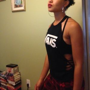 Black and white self made vans t shirt