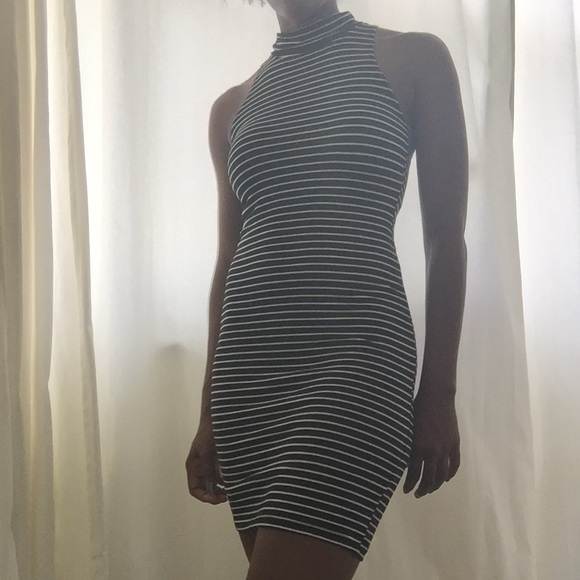 American Apparel Striped Mock Neck Dress