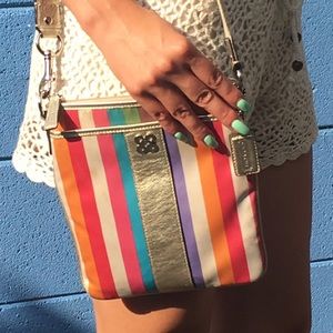 Coach Stripe Multicolor Crossbody Satin