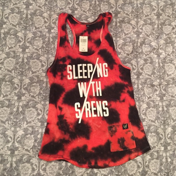 NWT Sleeping With Sirens Red and Black Tank Top