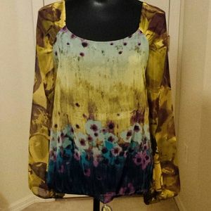 Sheer blouse in beautiful fall colors.