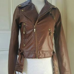 Lamb skin leather motorcycle jacket