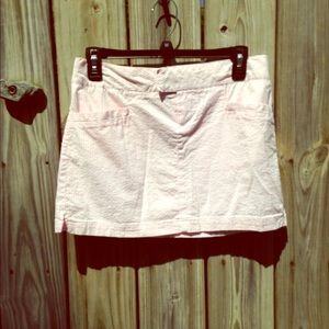 Pink and white striped skirt