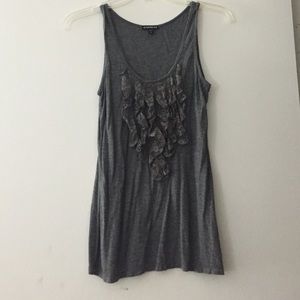 Express dark gray tank top with ruffles