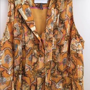 Anthropologie tea length Gold dress