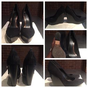 Topshop black suede platform wedge