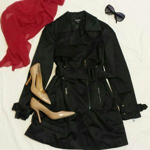Bebe Satin Trench - Black