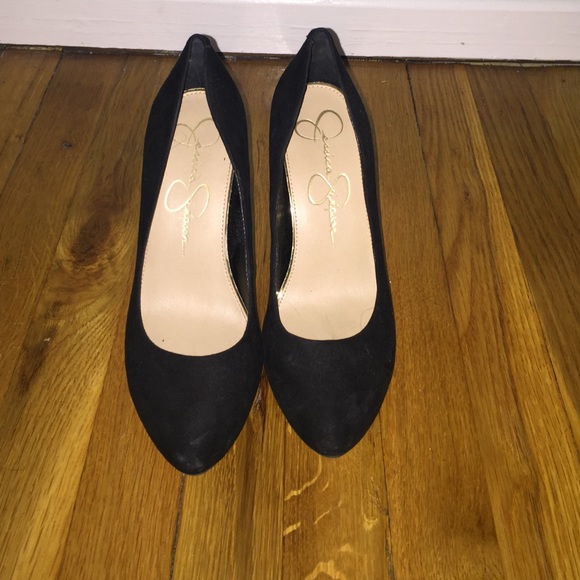 Black suede pumps