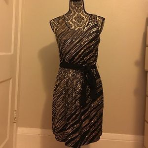 Black and Gold Sequin Formal Dress
