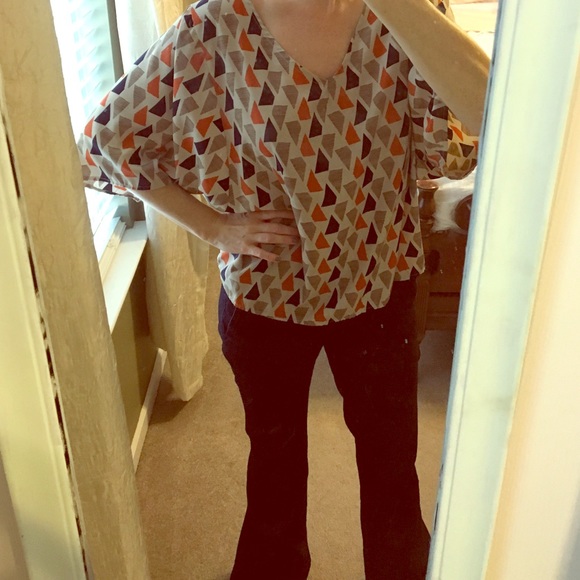 Orange and navy blouse