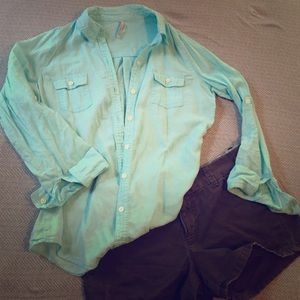 Seafoam blue long sleeve button up
