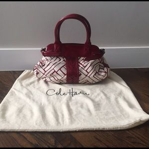 Cole Haan red and white hobo bag