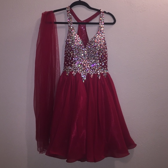 Prom Girl burgundy/red sequin dress - Picture 1 of 4