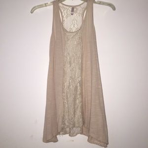 Beige colored lace tank