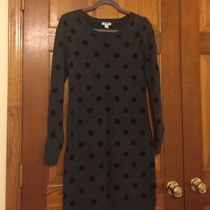 Gray with Black Polka Dots Sweater dress