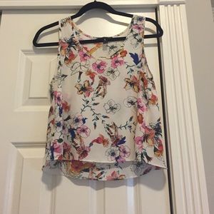 Floral chiffon cropped tank top