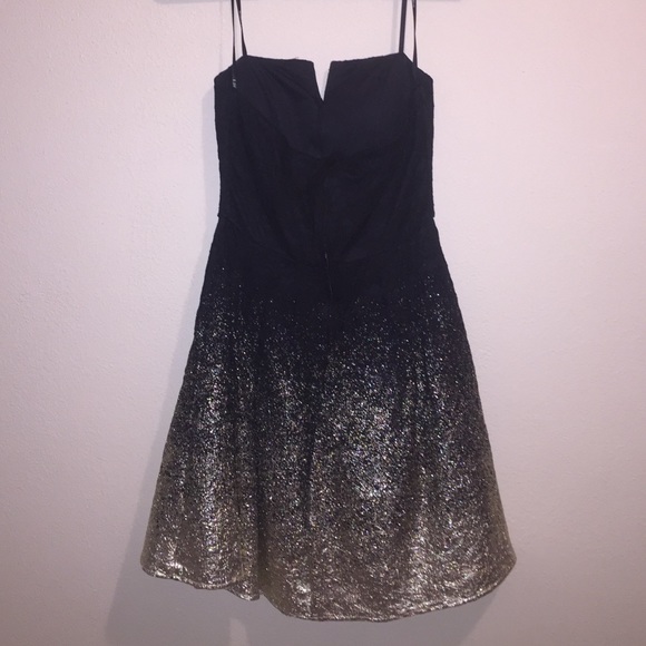 Black and gold sparkle strapless dress - Picture 2 of 4
