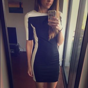 Slimming color block bodycon cocktail dress