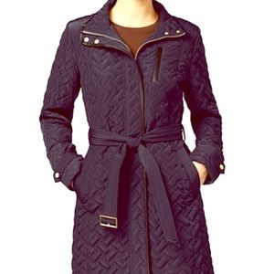 faux leather trimmed quilted jacket