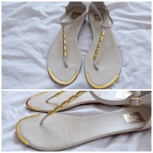 Dolce Vita Cream Ankle Strap Sandal w/Gold Accent