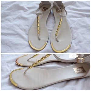 Dolce Vita Cream Ankle Strap Sandal w/Gold Accent