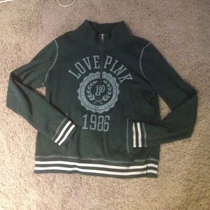 Green half zip pink sweatshirt
