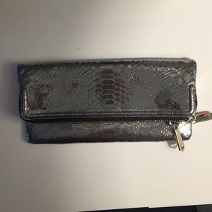 Python Silver Metallic Clutch