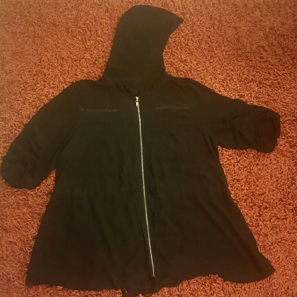 Forever 21+ Sheer Hooded Quarter Sleeve Jacket