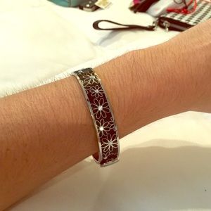 Black and Silver Flowered Bracelet With Jewels