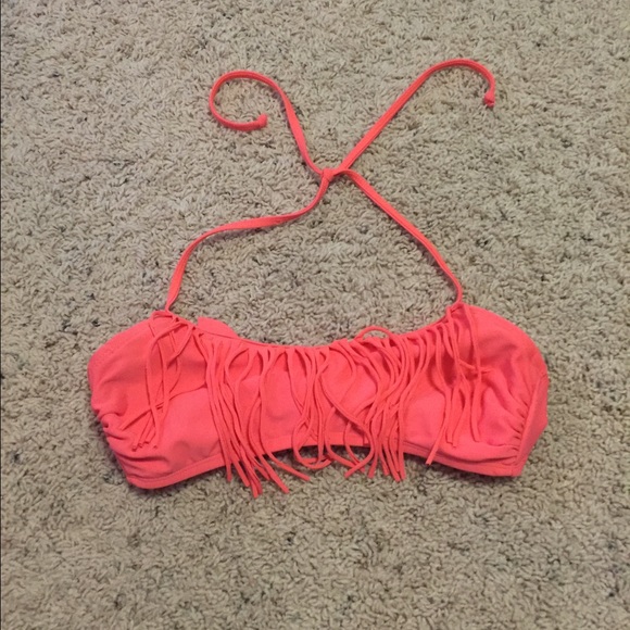 ORANGE FRINGE BATHING SUIT TOP