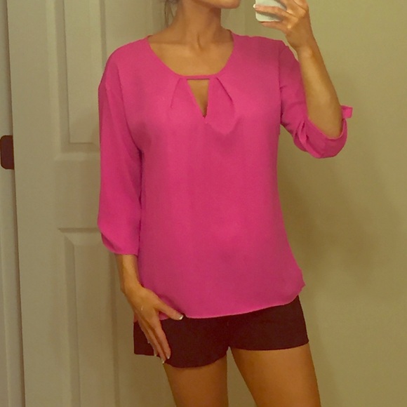 Dottie Couture Boutique fuchsia keyhole top