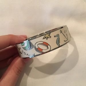 Beach Theme Multicolor Silver Coach Bangle