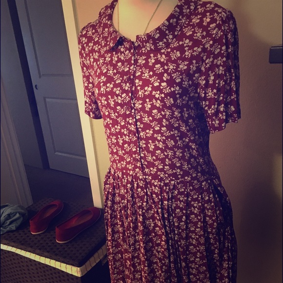 Urban outfitters Red floral dress with pockets