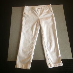 Girls White cropped jeans