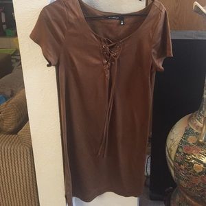 Brown Feux Seude Dress