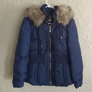 Juicy Couture Blue Puffer w Faux Fur. Size Med.