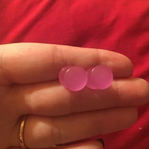 Acrylic pink glowing plugs, 0g double flared