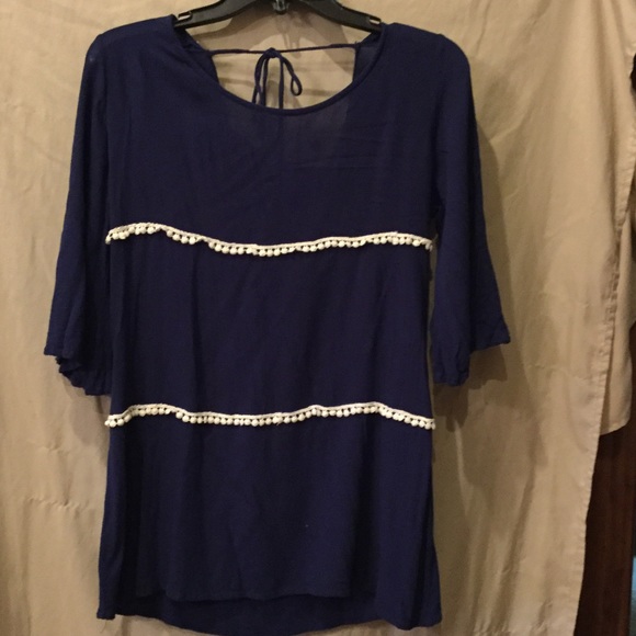 Navy blue embellished blouse.